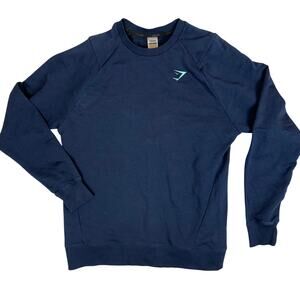Gymshark Mens Crewneck Sweatshirt Navy Blue Logo Athletic Size L
